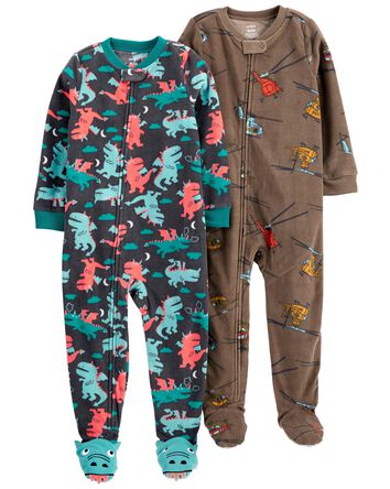 2-Pack Zip-Up Fleece Pyjamas , 