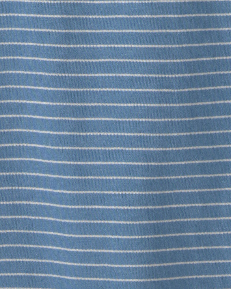 Boys Striped Long-Sleeve Henley T-Shirt - Blue, image 2 of 3 slides