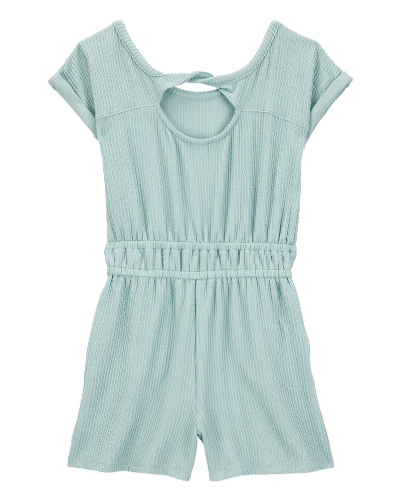 Kid Ribbed Textured Romper - Green, image 3 of 4 slides