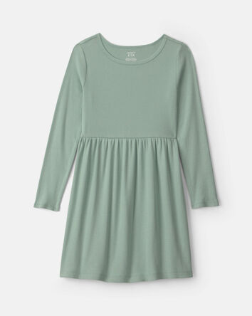 Filles - Robe manches longues en tissu c&ocirc;tel&eacute; &ndash; Vert, 