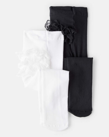 B&eacute;b&eacute; fille - Emballage de 2 paires de collants &ndash; Noir/Blanc., 