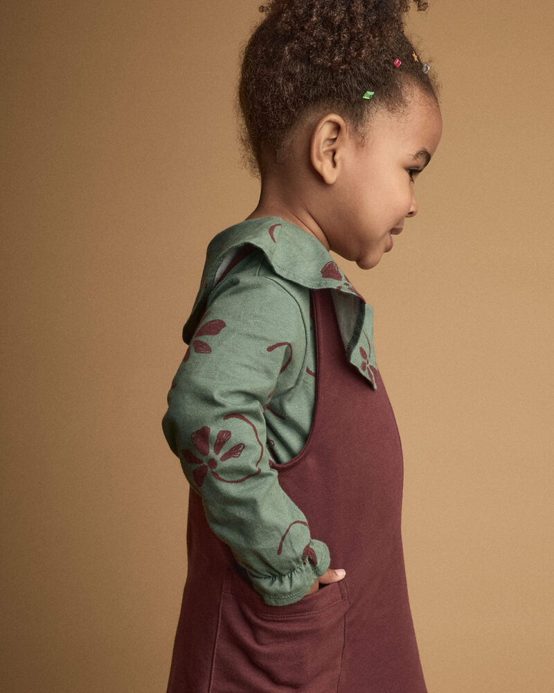 Toute-petit fille - Haut &agrave; col Claudine et imprim&eacute; fleurs - Sauge, image 4 sur 5 diapositives