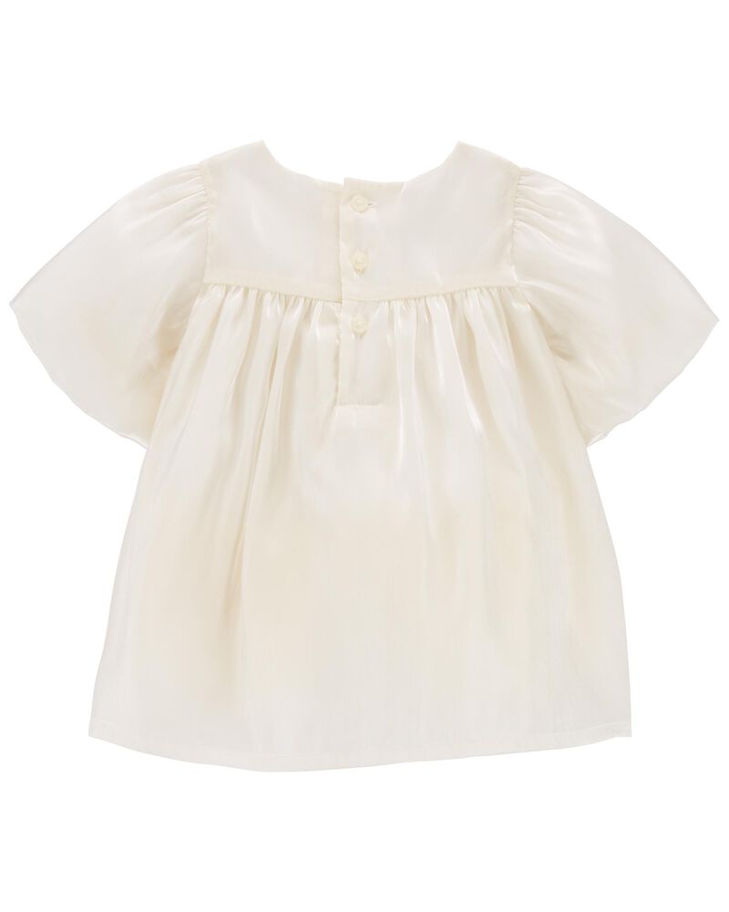 B&eacute;b&eacute; Robe &agrave; n&oelig;ud pour les F&ecirc;tes de couleur cr&egrave;me et dor&eacute; , image 2 sur 3 diapositives