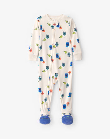 Tout-petit gar&ccedil;on - Pyjama ajust&eacute; 1 pi&egrave;ce &agrave; pieds en DreamPlush &agrave; motif monstre - Cr&egrave;me, 
