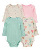 Baby 4-Pack Long-Sleeve Cotton Bodysuits, image 1 of 7 slides