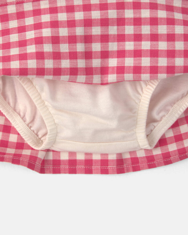 B&eacute;b&eacute; fille - Jupe-short avec poches &agrave; carreaux - Rouge, image 2 sur 3 diapositives