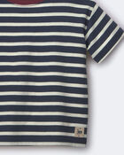 Tout-petit - T-shirt d&eacute;contract&eacute; &agrave; rayures - Bleu marine/Bourgogne, image 6 sur 6 diapositives