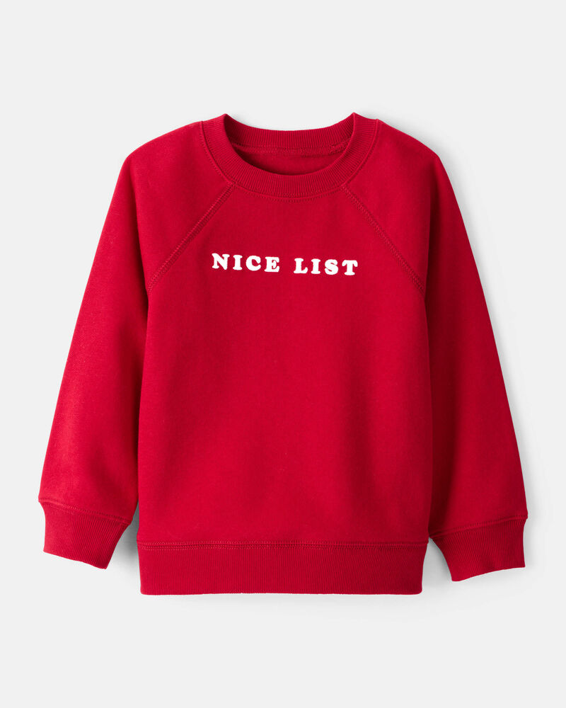 Toddler Boy DayDream Fleece Christmas Nice List Long-Sleeve Pullover Sweatshirt - Red, image 1 of 4 slides