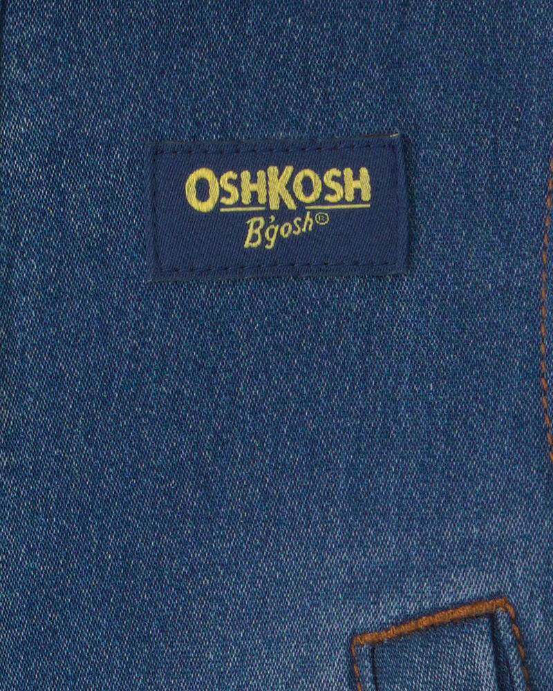 Baby Boy Varsity Hooded Denim Jacket - Blue/Grey, image 6 of 7 slides