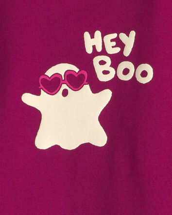 Baby Girl 'Hey Boo' Ghost Long-Sleeve Graphic Bodysuit - Burgundy, 