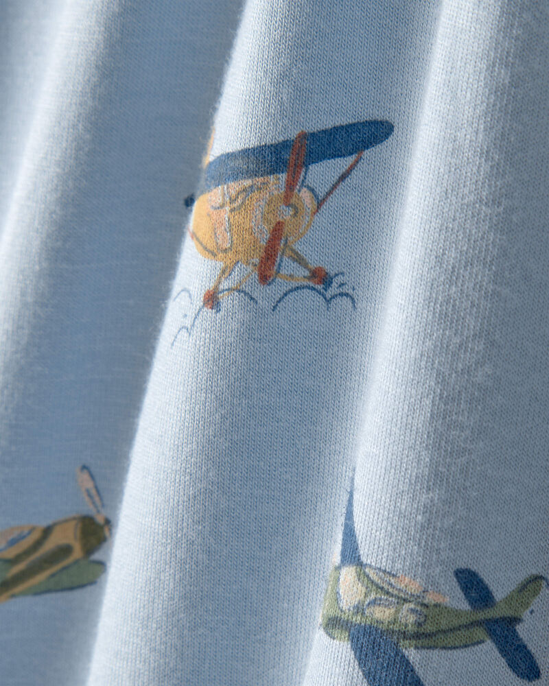 Baby Boy Plane 2-Way Zip PurelySoft Sleeper - Blue, image 3 of 8 slides