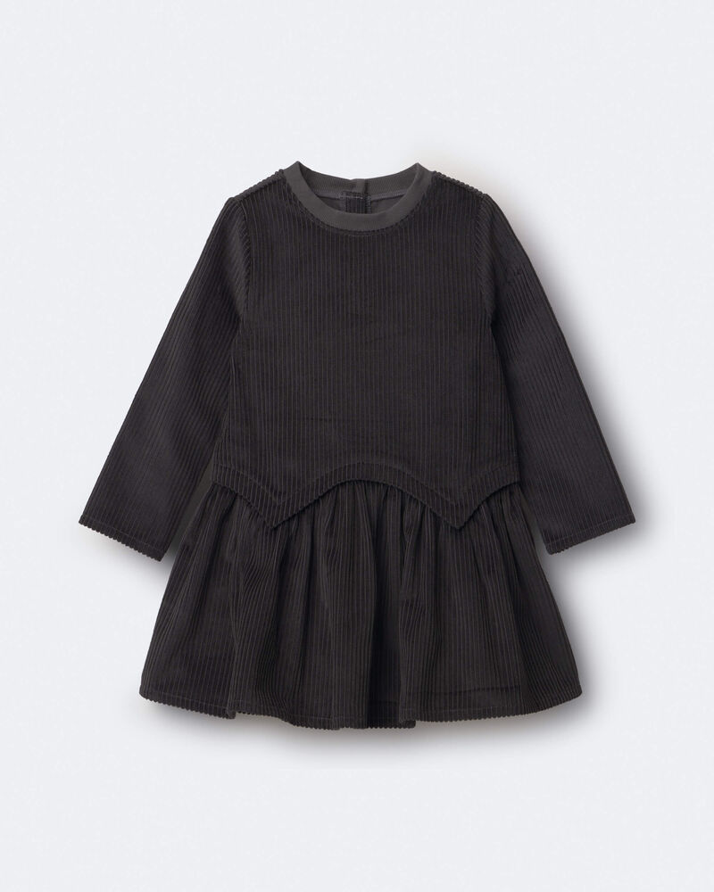 Toddler Girl Long-Sleeve Drop-Waist Dress &ndash; Dark Grey, image 1 of 2 slides