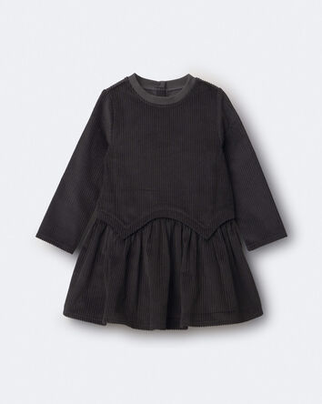 Toddler Girl Long-Sleeve Drop-Waist Dress &ndash; Dark Grey, 