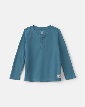 Toddler Boy Thermal Long-Sleeve Henley T-Shirt - Blue, 