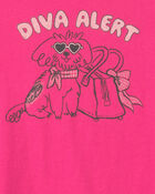 Girls 'Diva Alert' Dog Graphic Tee - Pink, image 2 of 3 slides