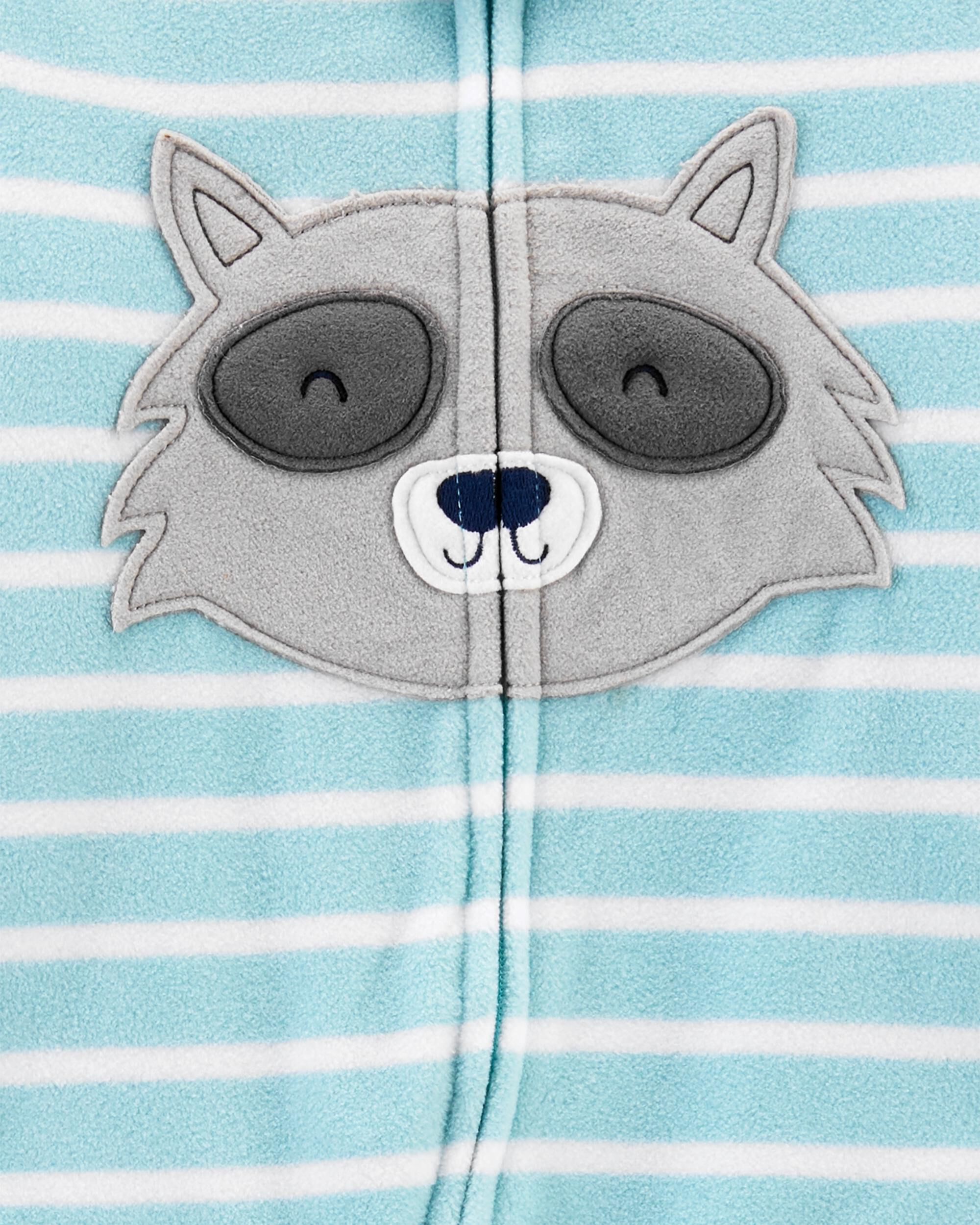 1 Piece Raccoon Fleece Footless PJs