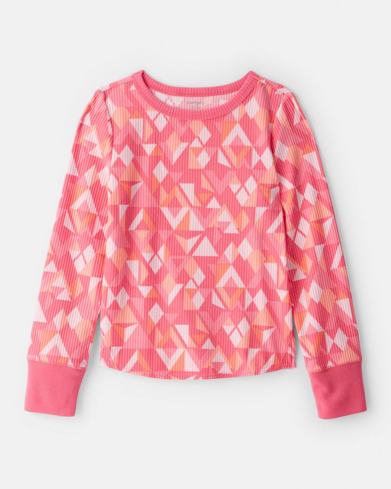 Girls Active Rib Long-Sleeve Top - Coral, image 1 of 3 slides
