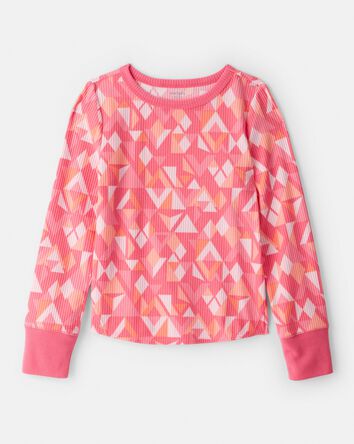 Girls Active Rib Long-Sleeve Top - Coral, 