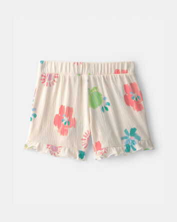 Tout-petit fille - Short mode &agrave; ourlet festonn&eacute; &agrave; motif floral, 