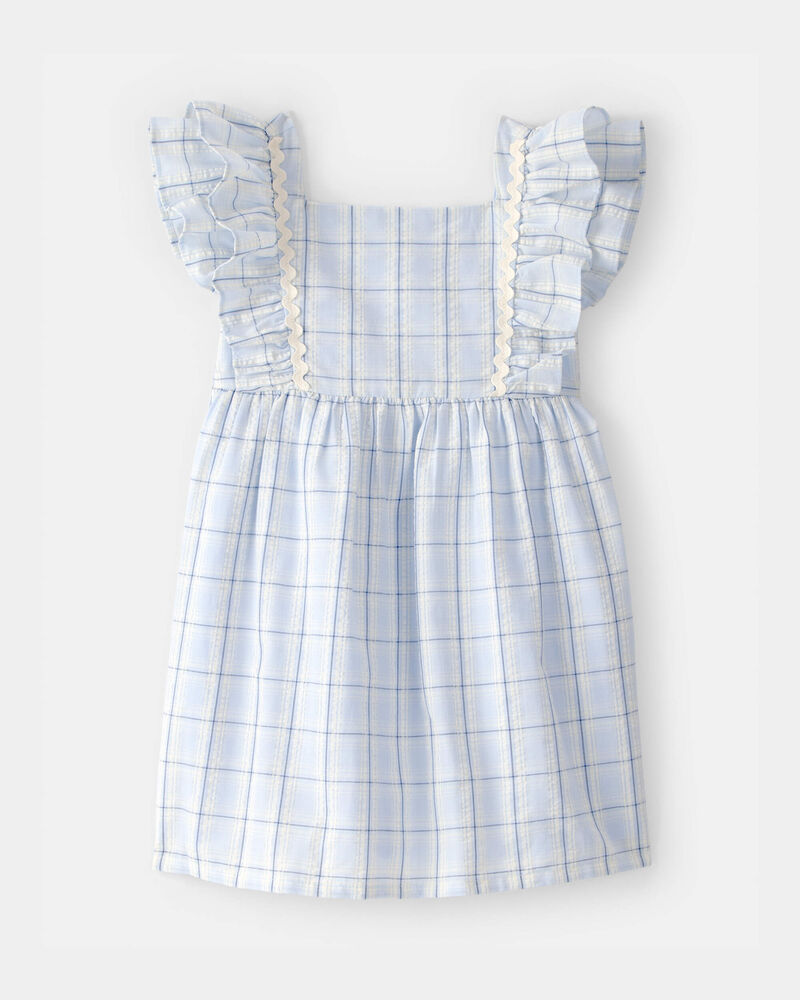 Toddler Girl Ruffle-Sleeve Plaid Dress - Blue, image 1 of 6 slides