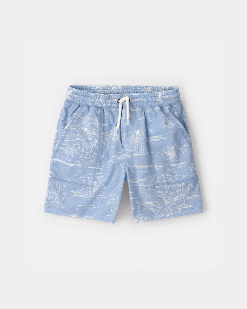 Boys Tropical Beach Knit Shorts - Blue, image 1 of 4 slides
