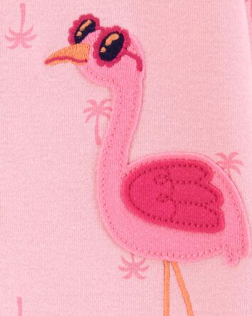 Baby Flamingo Print Snug Fit Cotton 1-Piece Pyjamas, 