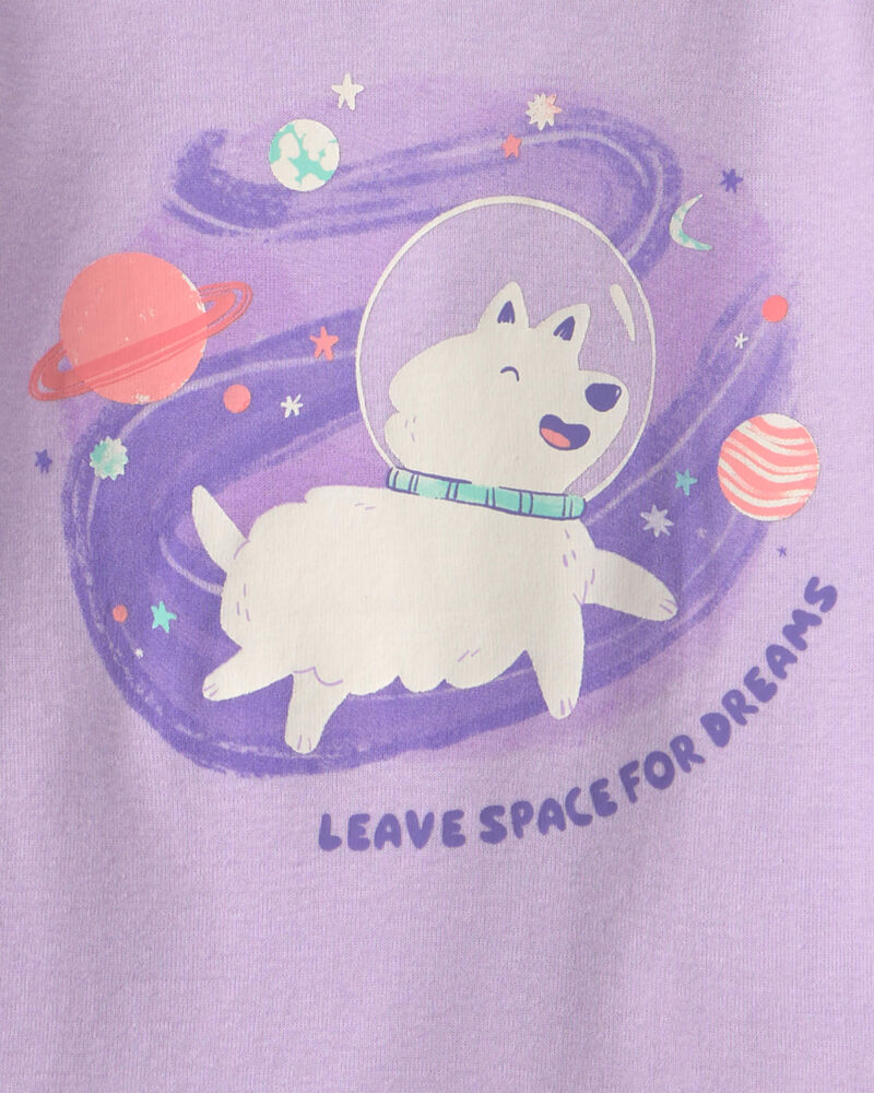 Toddler Girl 4-Piece Space Dog 100% Cotton Snug Fit Pyjama Set - Purple, image 2 of 5 slides