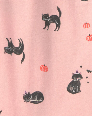 Toddler Girl Halloween Cat Long-Sleeve Peplum Top - Pink, 
