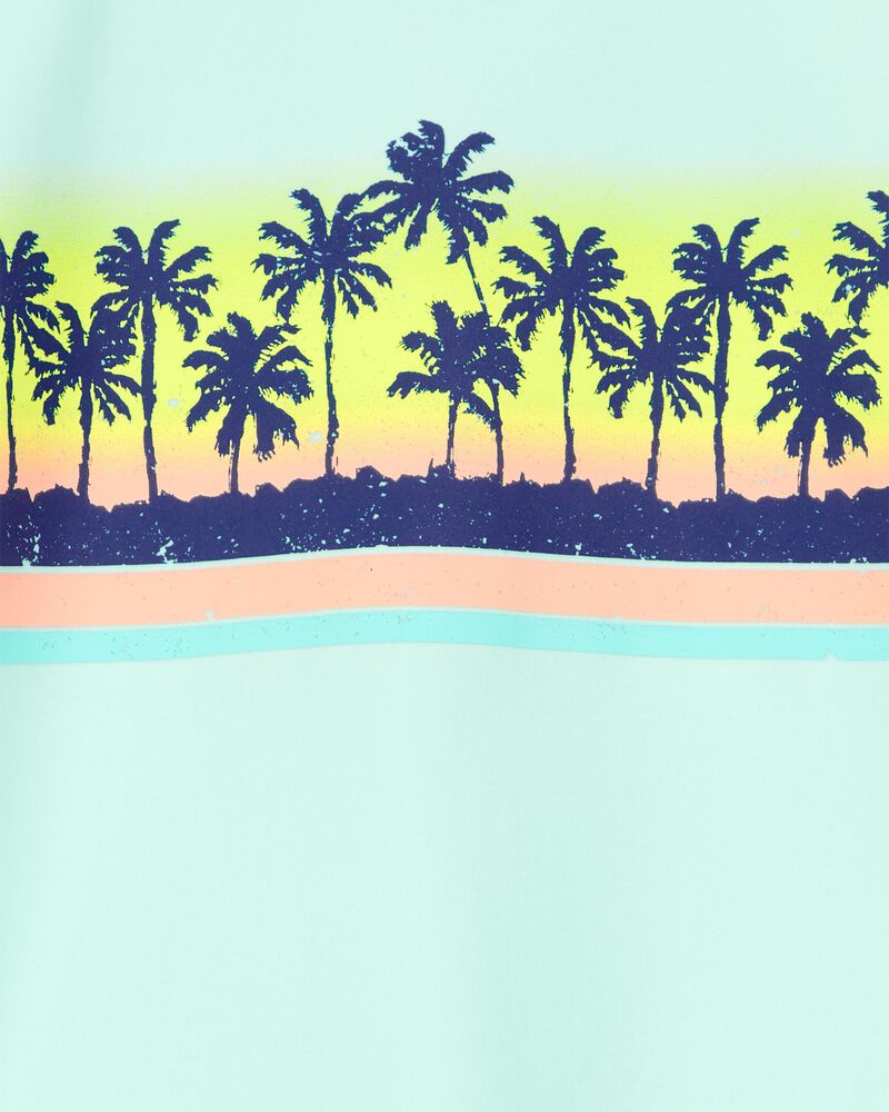 Toddler Palm Tree Long-Sleeve Rashguard Swim - Mint Blue, image 2 of 3 slides