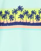 Toddler Palm Tree Long-Sleeve Rashguard Swim - Mint Blue, image 2 of 3 slides