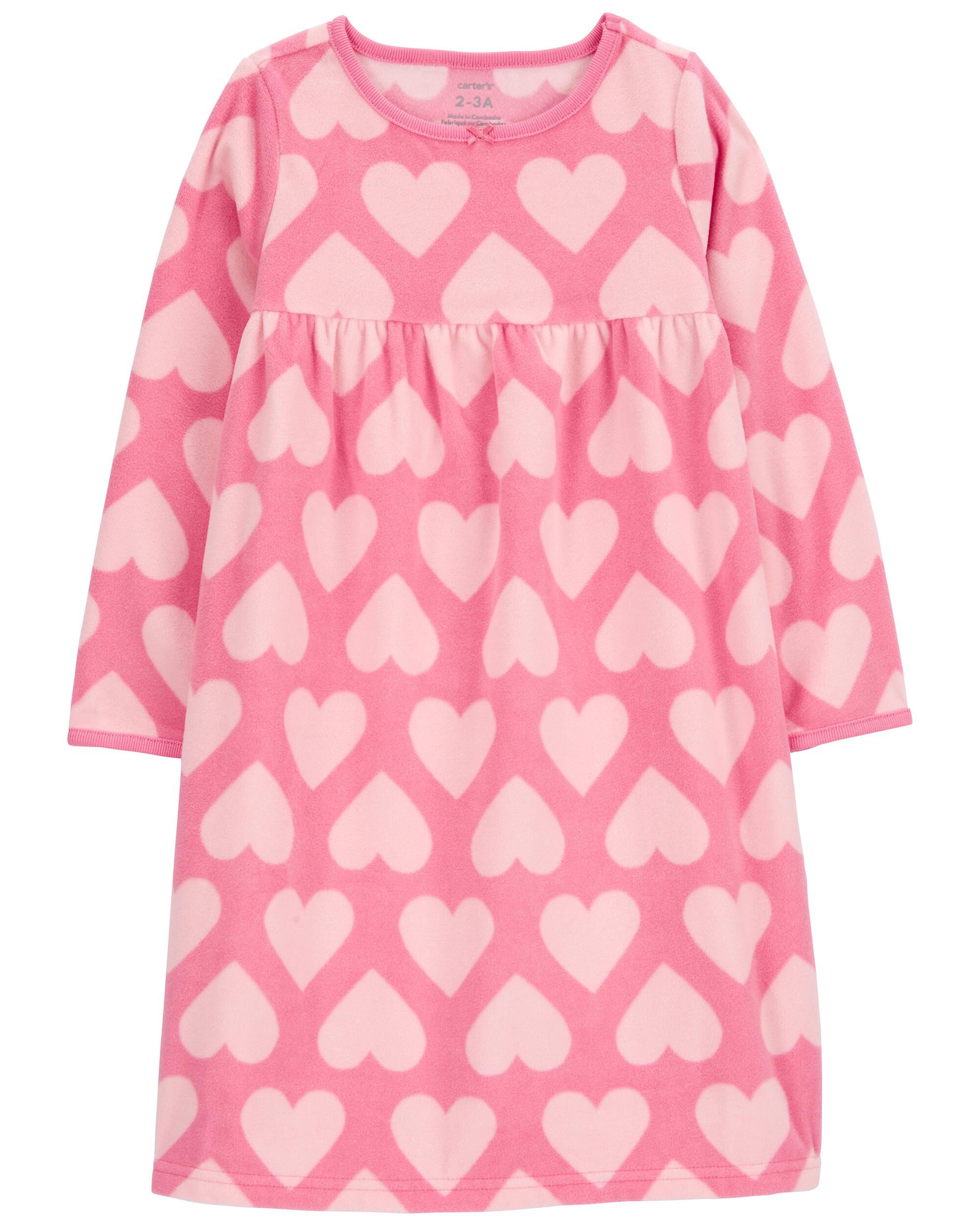 Pink Kid Heart Fleece Nightgown Carter s Oshkosh Canada