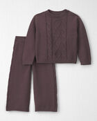 Toddler Girl 2-Piece Organic Cotton Cable Knit Sweater Top & Pant Set, image 1 of 3 slides