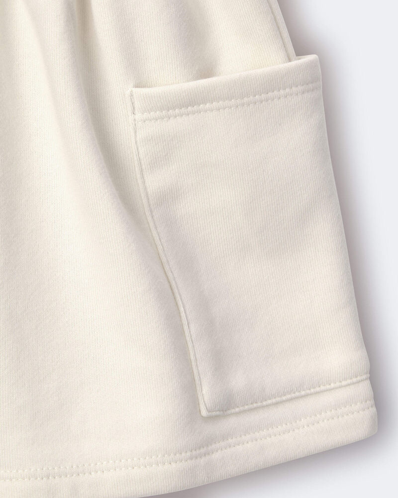 Toddler Girl Fleece Swing Short with Pockets - Cream, image 7 of 7 slides