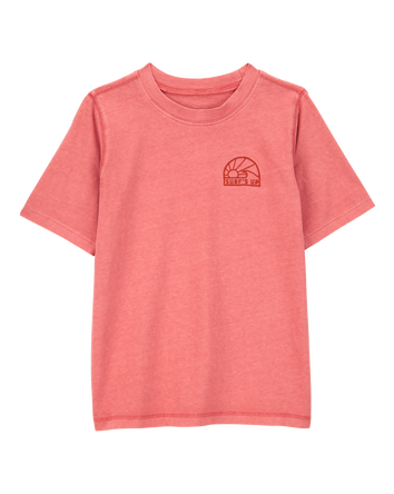 Kid Solid Woven Short-Sleeve Tee - Red, 