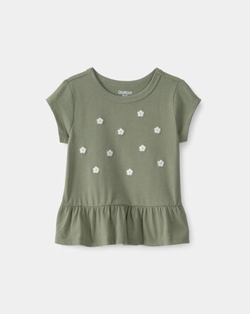 B&eacute;b&eacute; fille - Haut brod&eacute; &agrave; fleurs - Vert, 
