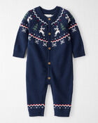 Baby Organic Cotton Fair Isle Sweater Knit Jumpsuit, image 1 of 4 slides