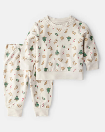 Baby Boy Print PurelySoft Long-Sleeve Tee & Pant Set - White, 
