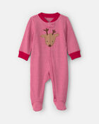 B&eacute;b&eacute; - Grenouill&egrave;re 100 % coton avec fermeture &agrave; glissi&egrave;re double sens &agrave; motif renne &ndash; Rouge, image 1 sur 4 diapositives
