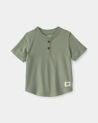 B&eacute;b&eacute; gar&ccedil;on - T-shirt &agrave; col henley &agrave; manches courtes - Vert olive, image 1 sur 2 diapositives