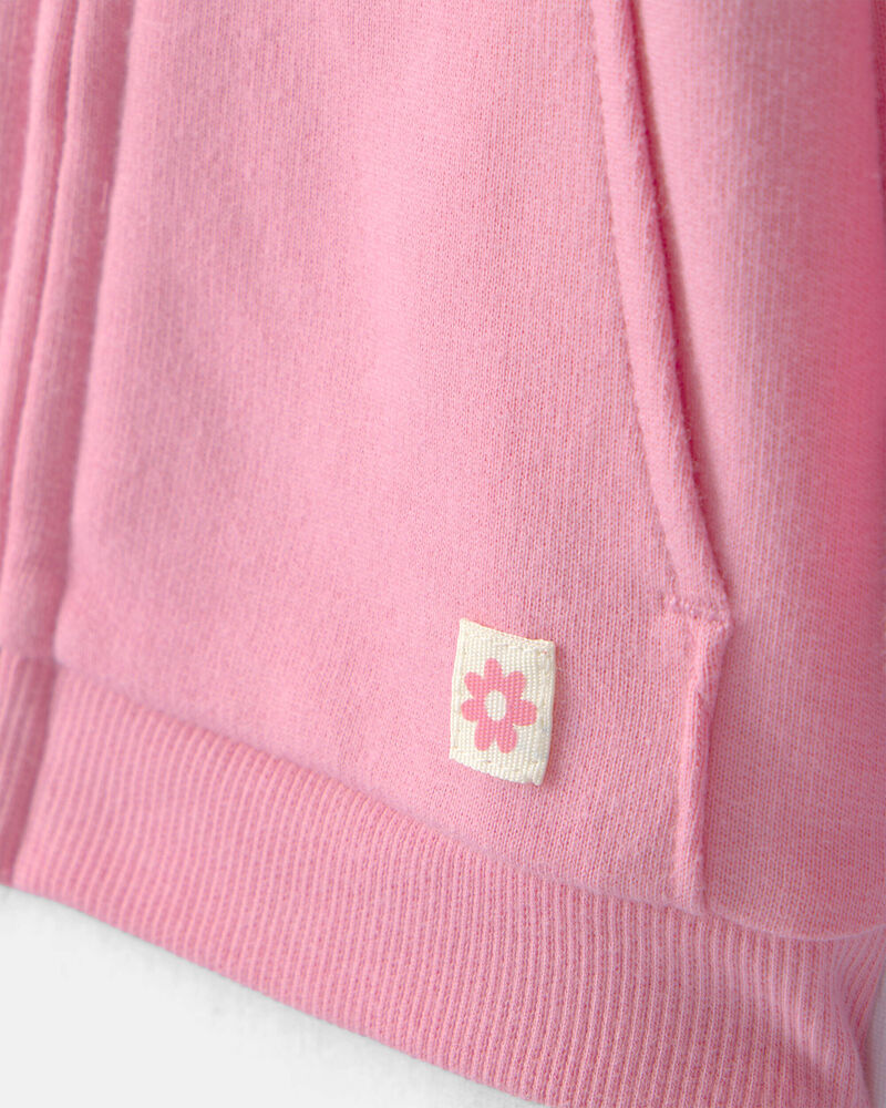 B&eacute;b&eacute; fille - Chandail &agrave; capuchon en jersey bouclette avec fermeture &agrave; glissi&egrave;re - Rose, image 2 sur 3 diapositives