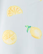 Toddler Girl 1-Piece Lemon Rashguard Swimsuit - Blue, image 3 of 4 slides