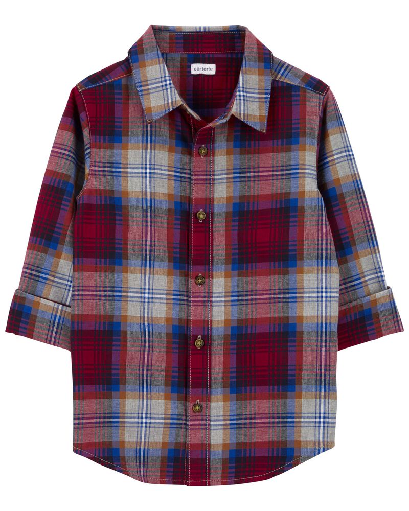 Red Plaid Twill Button-Front Shirt | carters.com