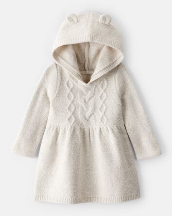 Bébé fille - Robe-chemisier à manches longues et capuchon – Crème, 