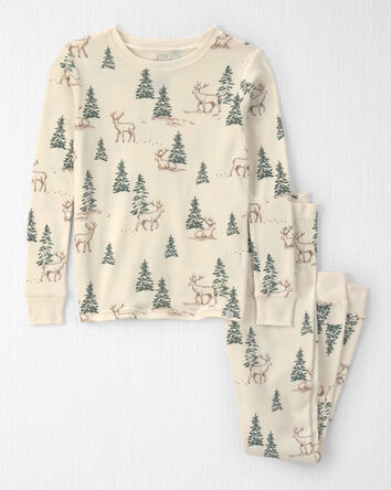 Kids 2-Piece Organic Cotton Pyjamas in Reindeer Forest, 