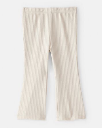 Baby Girl Rib Pull-On Stretch Flare Leggings - Cream, 