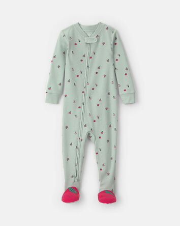 Baby Girl 1-Piece Apple Thermal Snug Fit Footed Pyjama - Green, 