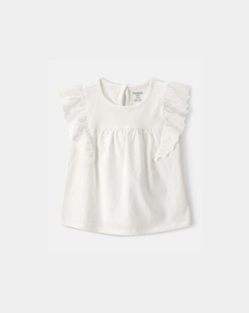 Toddler Girl Eyelet-Sleeve Top - Ivory, 