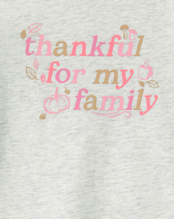 Toddler Girl 'Thankful For My Family' Long-Sleeve Graphic Tee - Grey, 