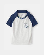 Toddler Boy Alligator Polo Shirt - Blue/Grey, image 1 of 5 slides