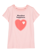 Kid Manifest Happiness Short-Sleeve Graphic Tee - Pink, image 1 of 2 slides